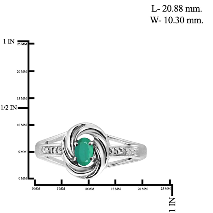 Green Emerald Rhodium Over Sterling Silver Ring 0.30ctw