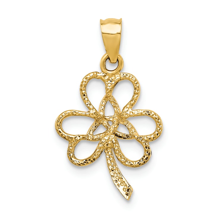 14K Yellow Gold Polished Trinity Clover Pendant