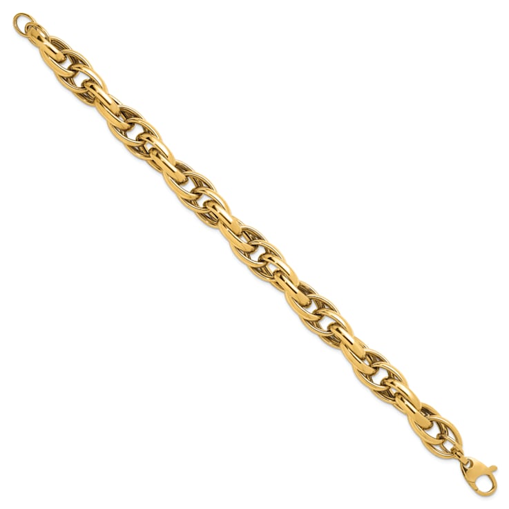 14K Yellow Gold 11.8mm Rope 8.5 inch Bracelet