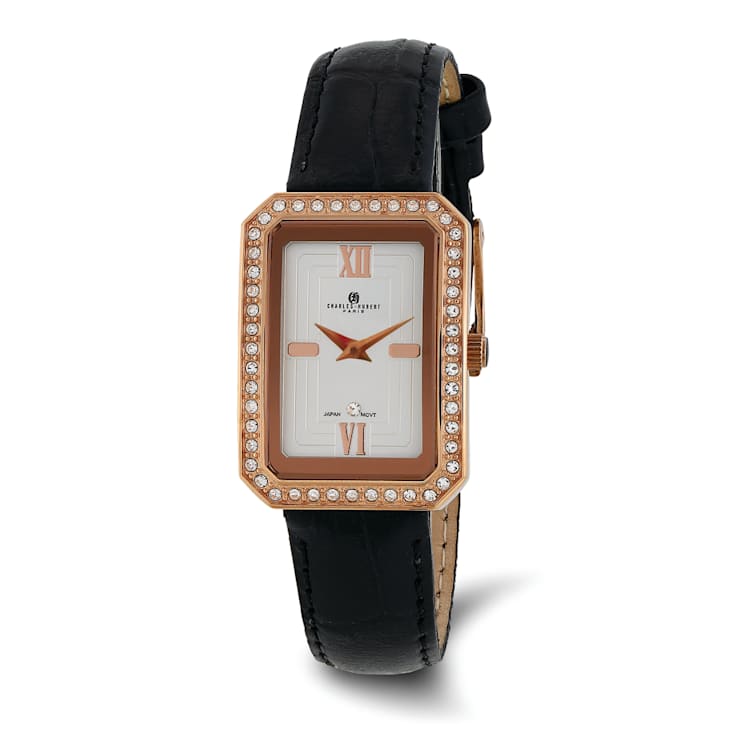 Charles Hubert Ladies Rose IP Plated Stainless White Dial Watch