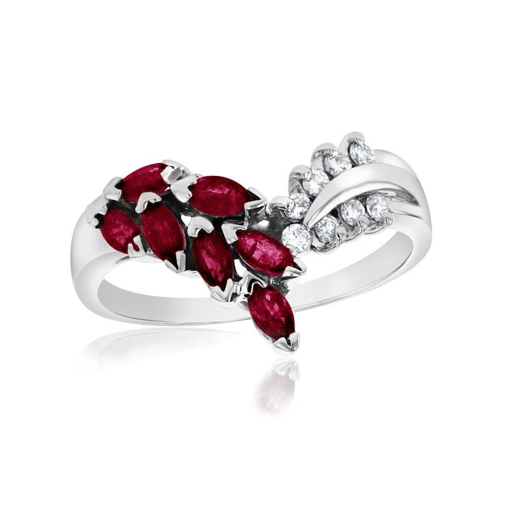 0.59ctw Ruby and Diamond Ring in 14k White Gold - 1CGD2C 0.59ctw Ruby and Diamond Ring in 14k White Gold - 1CGD2C