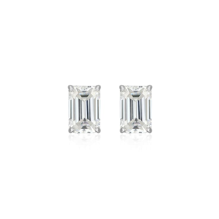 Emerald Cut Moissanite Platineve Stud Earrings 1.16ctw DEW