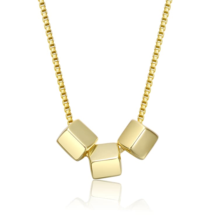 Cube Beaded Statement Necklace In 14K Gold Over Brass