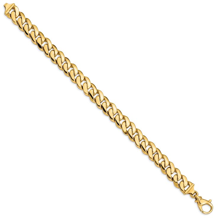 10k Yellow Gold 10.75mm Hand Polished Fancy Curb Link Bracelet