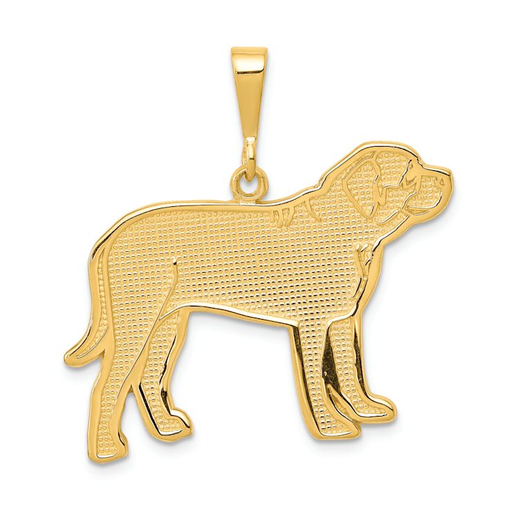 14k Yellow Gold Textured Mastiff Pendant