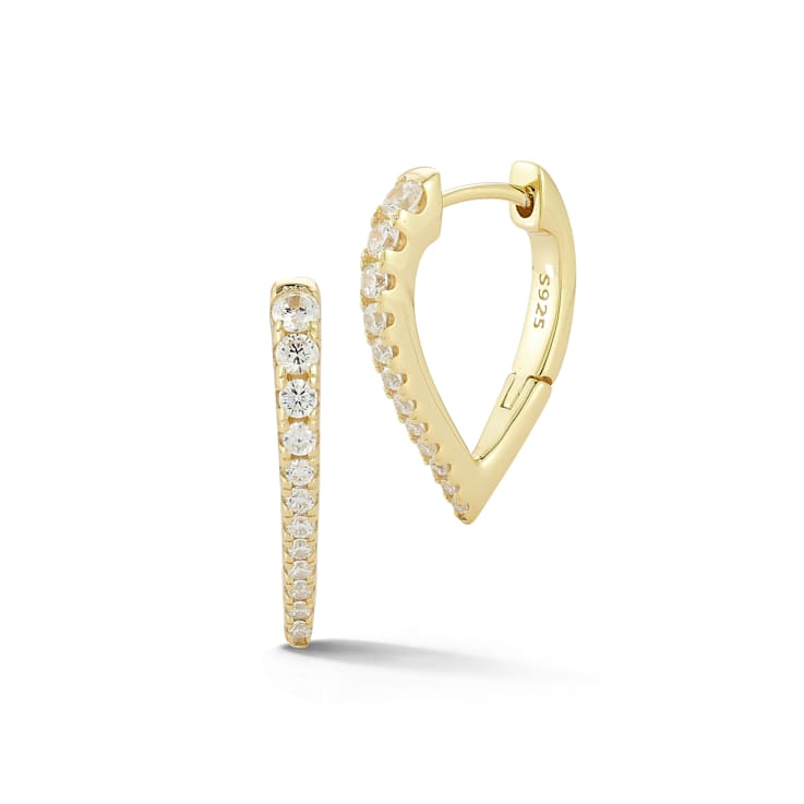 Rachel Zoe CZ Graduated Dagger Hoop Earrings in 14K Gold Over Sterling Silver