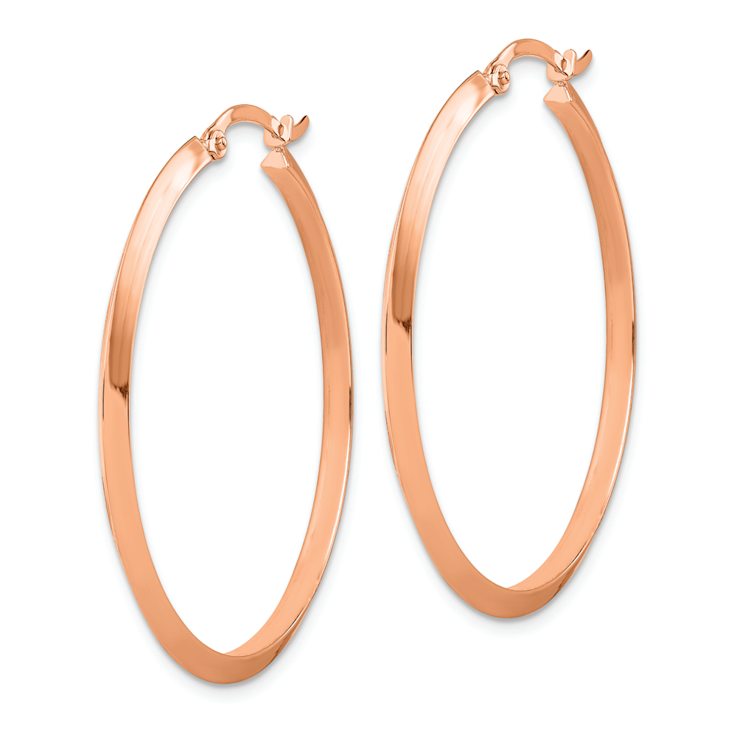 14k Rose Gold 1 9/16" Polished Hoop Earrings