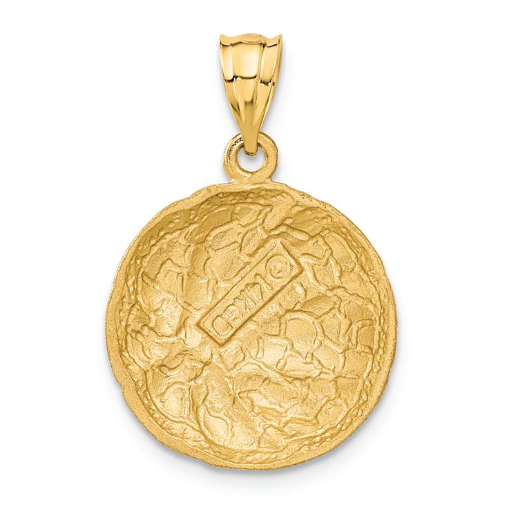 14k Yellow Gold Textured and Brushed Basketball Charm
