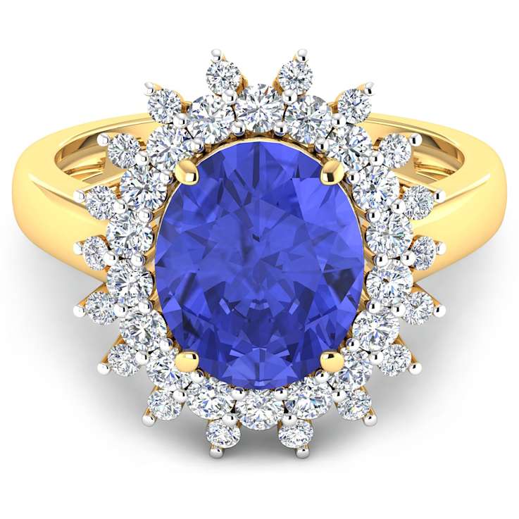4.22ctw Violet Tanzanite and Diamond 14K Yellow Gold Halo Ring
