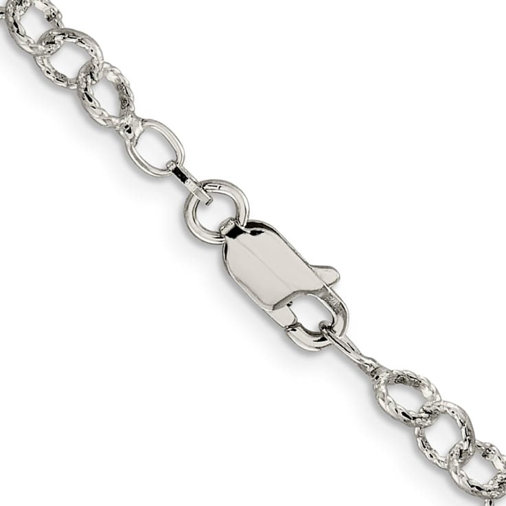 Sterling Silver 4.55mm Fancy Patterned Rolo Chain Necklace