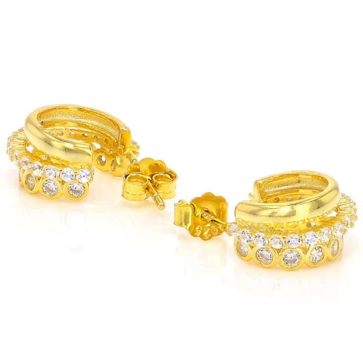 Modern CZ Multi-Hoop Earrings In 18K Gold Over Sterling Silver