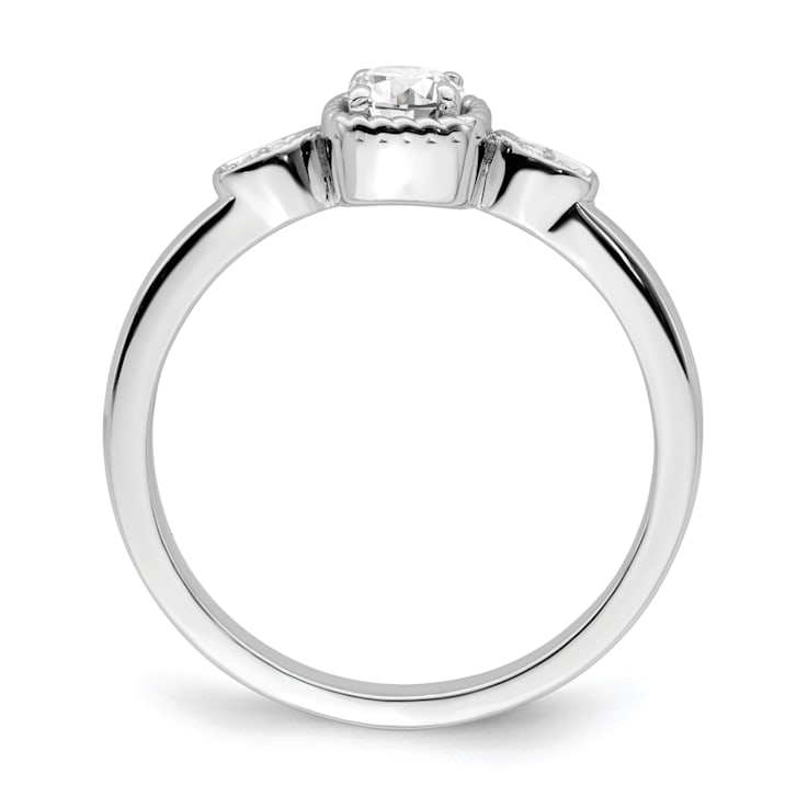 Rhodium Over 14K Gold Petite Rope Edge Round Diamond Ring 0.24ctw