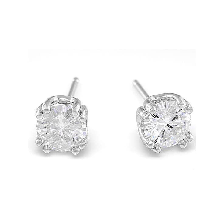Moissanite Stud Earrings In Platinum-Enhanced Sterling Silver 1.00ctw
Diamond Equivalent Weight