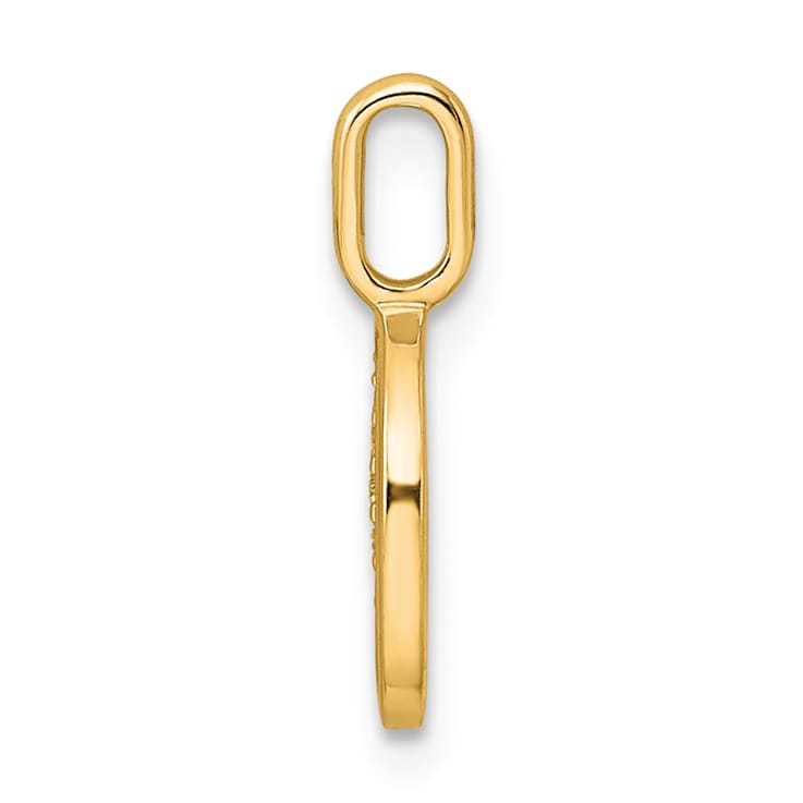 14K Yellow Gold Diamond Letter O Initial Pendant