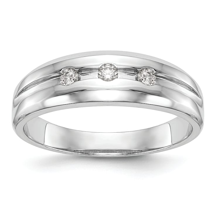 Rhodium Over 14K White Gold Lab Grown Diamond SI1/SI2, G H I, Men's Band