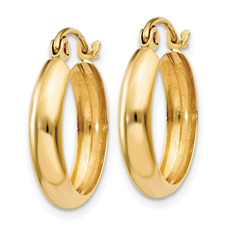14k Yellow Gold Polished 3.5mm Hoop Earrings