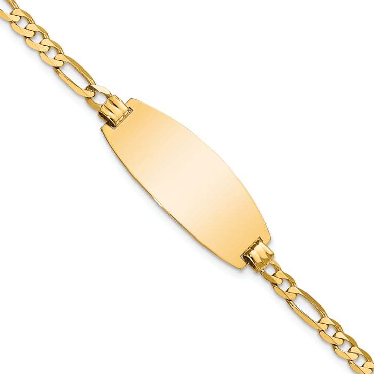 14k Yellow Gold Oval Figaro Link ID Bracelet