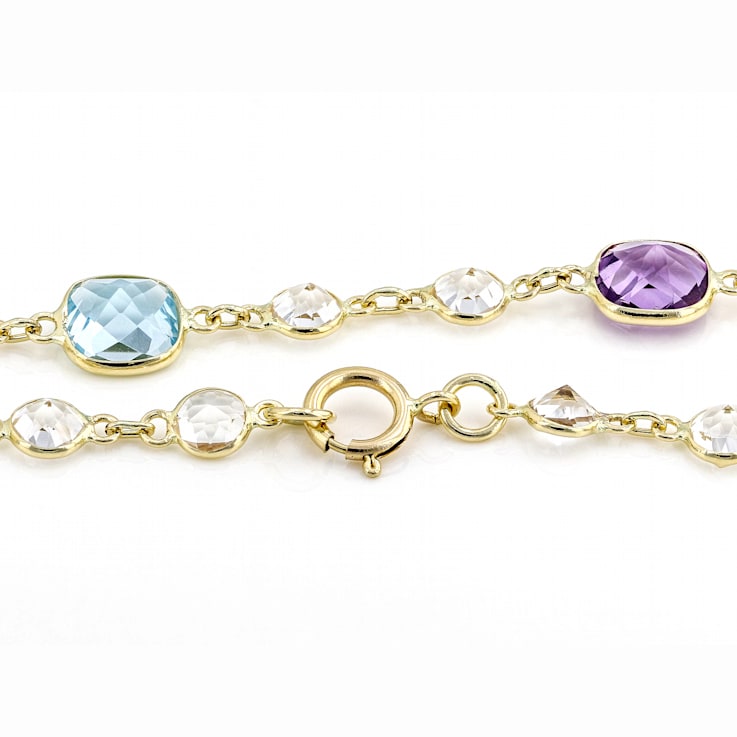 Multi-Gem 14k Yellow Gold 18" Necklace 22.74ctw