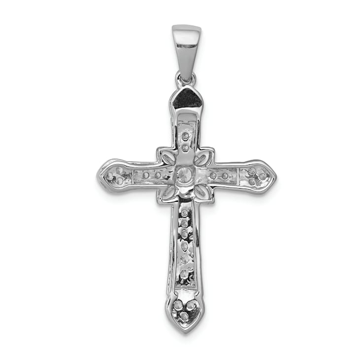 Rhodium Over 14K White Gold 1/3ct. Diamond Filigree Cross Pendant