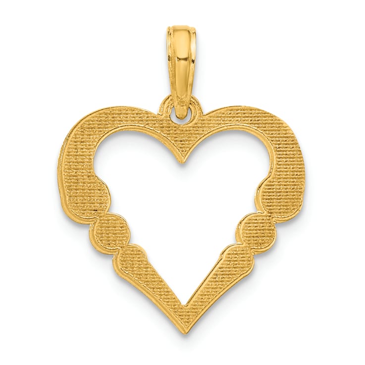 14k Yellow Gold Polished Heart with Circles Pendant