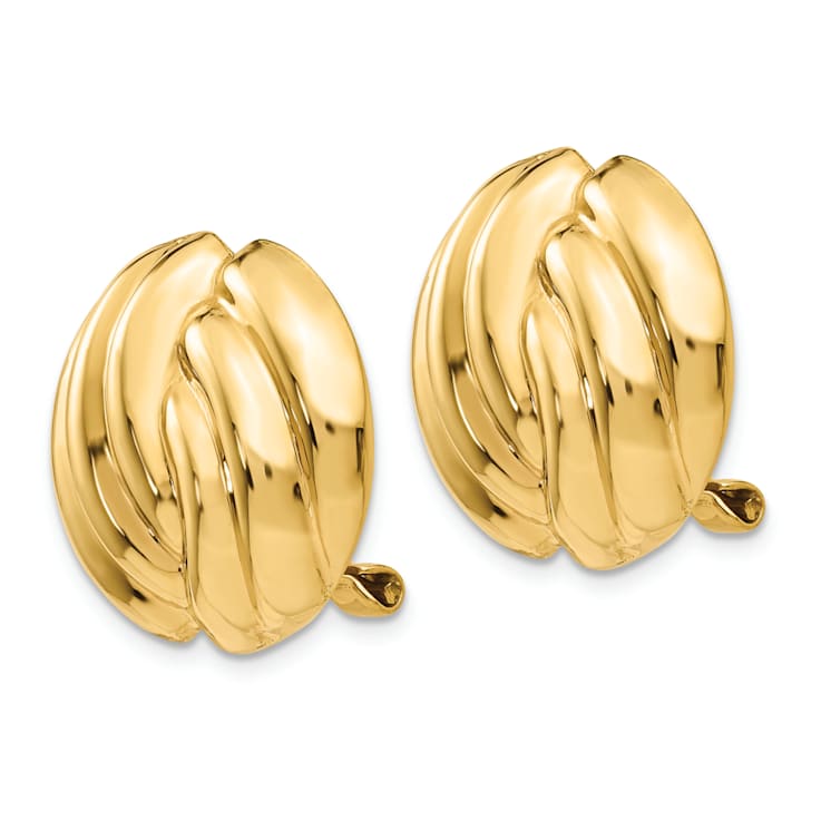 14k Yellow Gold Polished Non-Pierced Stud Earrings