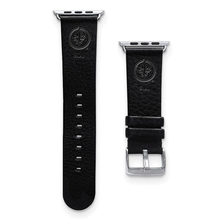Gametime NHL Winnipeg Jets Black Leather Apple Watch Band (42/44mm M/L).
Watch not included.