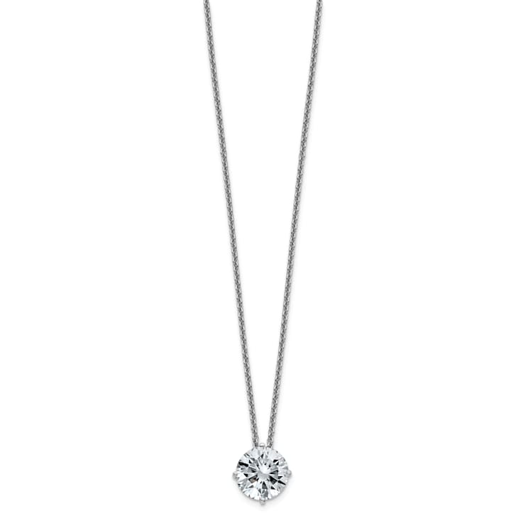Rhodium Over 14K Gold 2 ct. 8.0mm Round D E F Pure Light Moissanite
Pendant with Chain