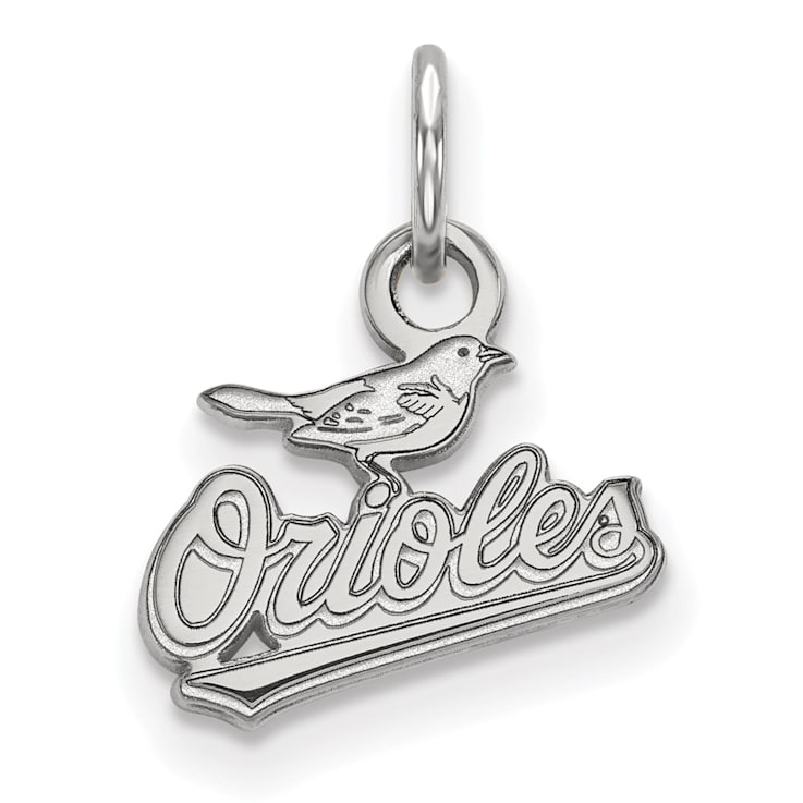 Rhodium Over Sterling Silver MLB Baltimore Orioles LogoArt Pendant