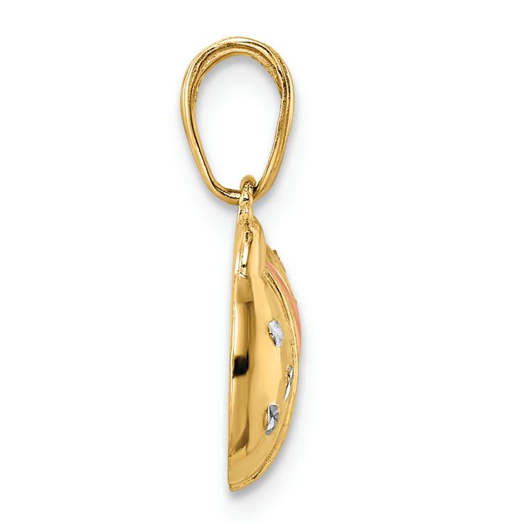 14K Tri-color Gold Diamond-Cut Ladybug Pendant