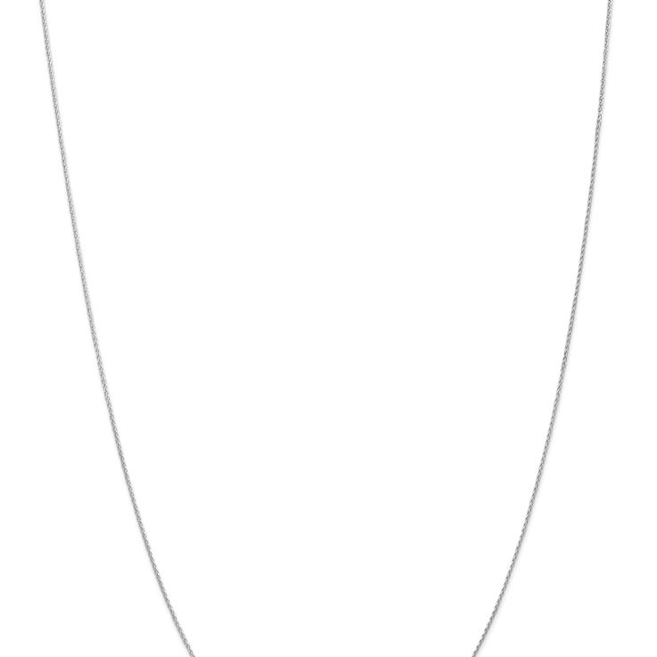 Rhodium Over 14k White Gold 0.8mm Solid Diamond-Cut Parisian Wheat Chain