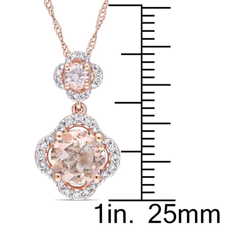 Morganite & Diamond 14K Rose Gold Quatrefoil Tiered Pendant 1.53ctw