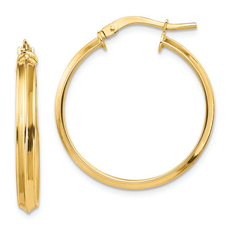 14k Yellow Gold 1" Polished Large Hoop Earrings