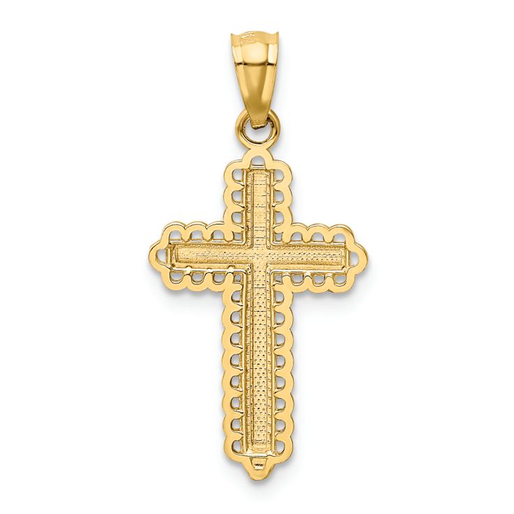 14K Two-tone Gold Diamond-Cut Cross Pendant