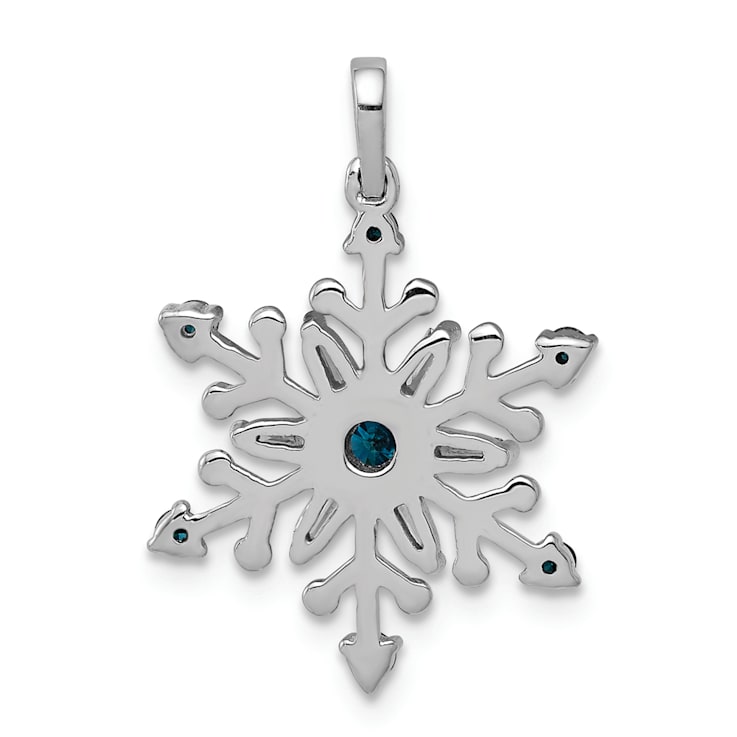 14K White Gold 1/4ct. Blue and White Diamond Snowflake Pendant