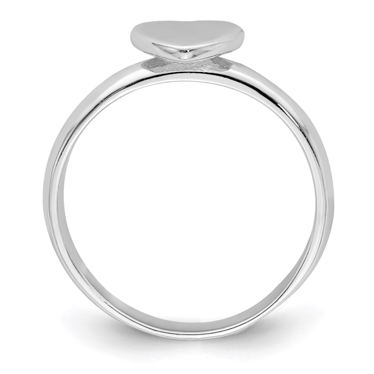 Rhodium Over Sterling Silver Polished Heart Children's Ring