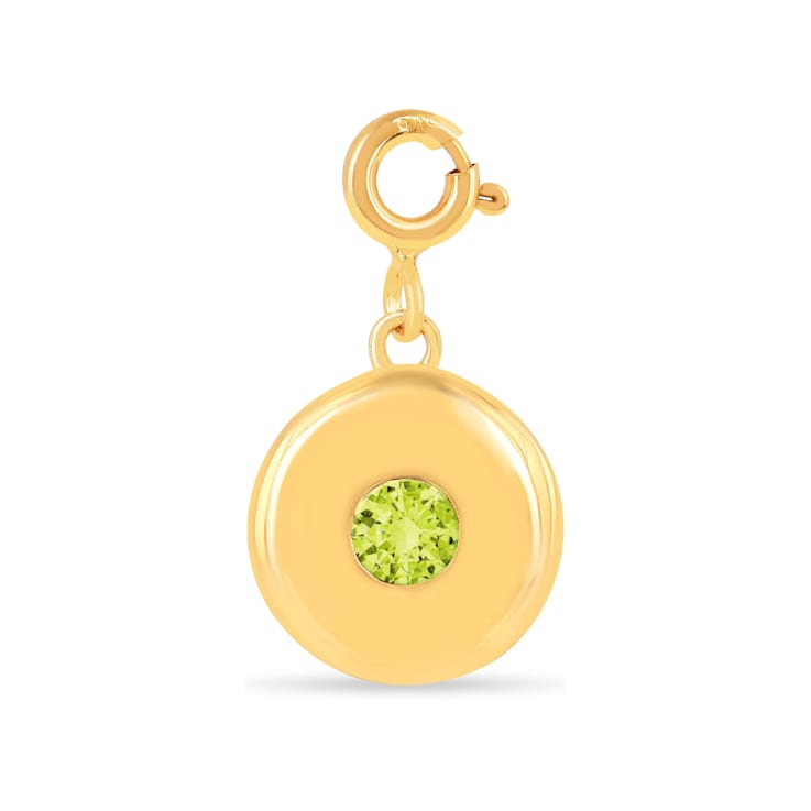 Round Peridot 18K Yellow Gold Over Sterling Silver Circle August
Birthstone Charm