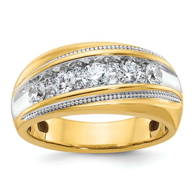 10K Two-tone Yellow Gold with White Rhodium Men's Polished and Milgrain
Diamond Ring 1.01ctw