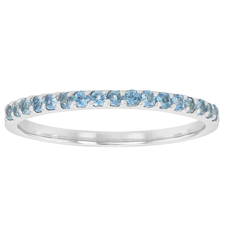 Aquamarine Band Ring In Sterling Silver