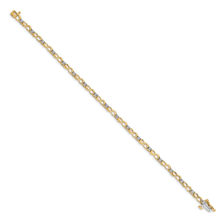 10k Yellow Gold and 10k White Gold Diamond Figure 8 Link Bracelet