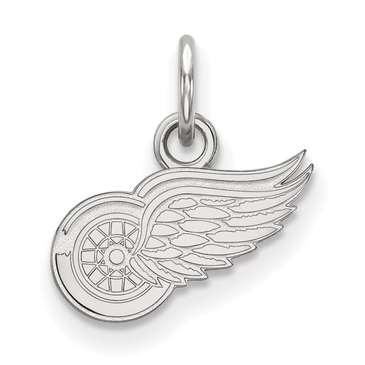 Rhodium Over Sterling Silver NHL LogoArt Detroit Red Wings Extra Small Pendant