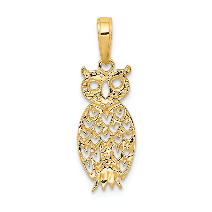 14K Yellow Gold Owl Pendant