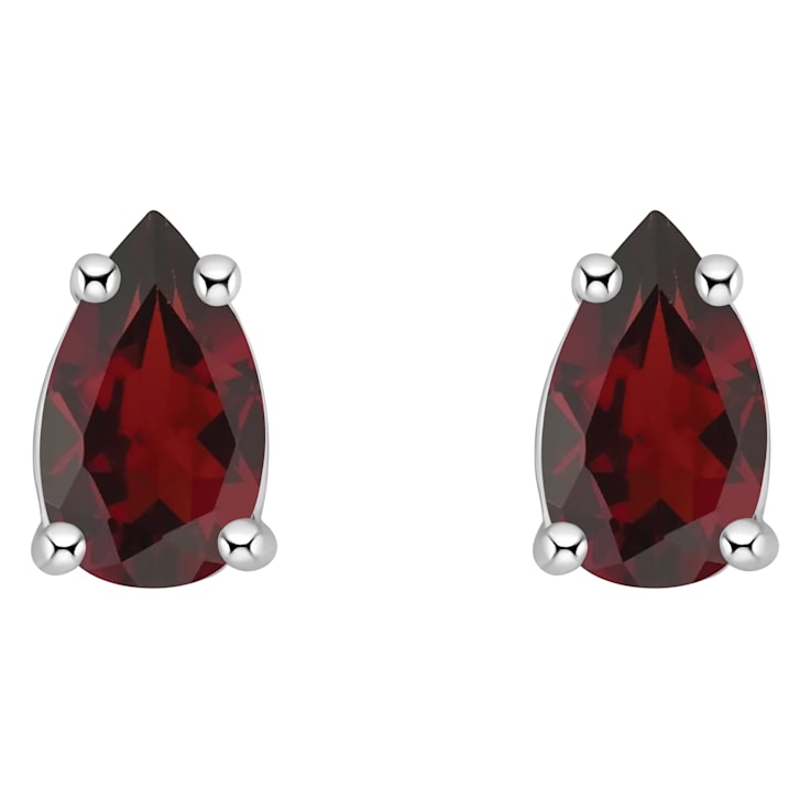 5x3mm Pear Shape Garnet 14k White Gold Stud Earrings