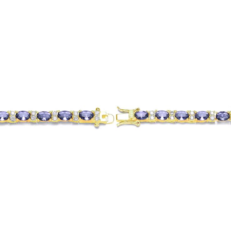 Amethyst Color CZ Tennis Bracelet In 14K Gold Over Sterling Silver
