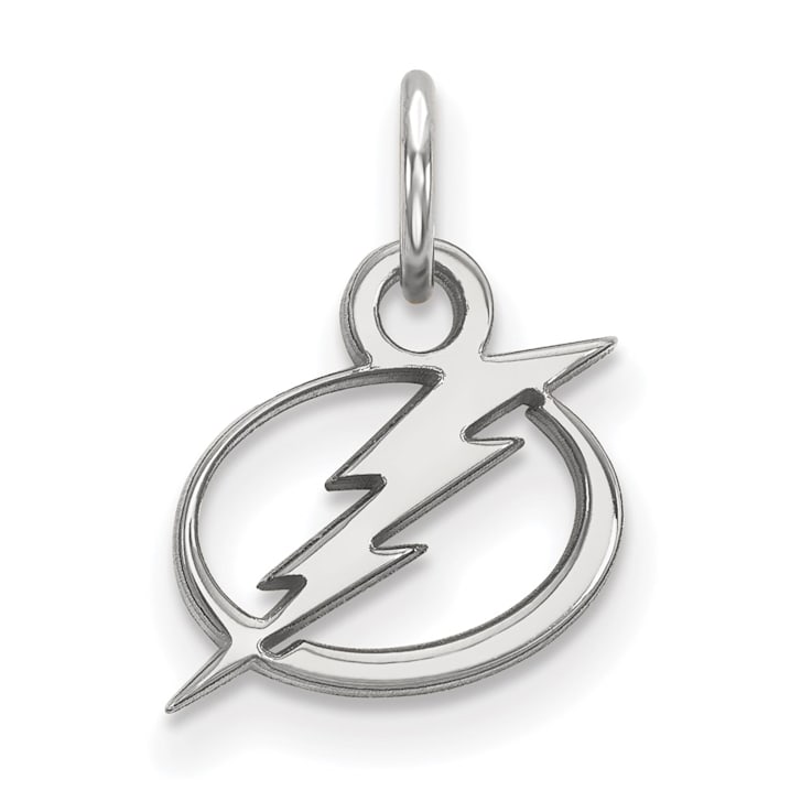 Rhodium Over Sterling Silver NHL LogoArt Tampa Bay Lightning Extra Small Pendant