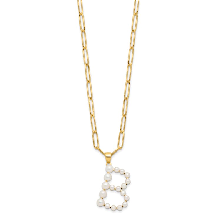 Gold Tone Sterling Silver 3-5.5mm Freshwater Cultured Pearl LETTER B
18-inch Necklace