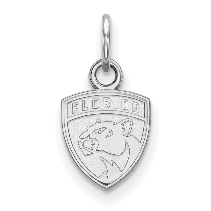 Rhodium Over Sterling Silver NHL LogoArt Florida Panthers Extra Small Pendant