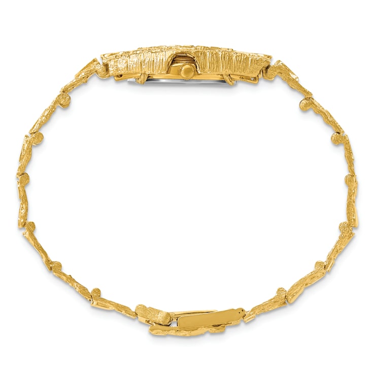 10k Yellow Gold Black 22mm Dial Nugget Watch