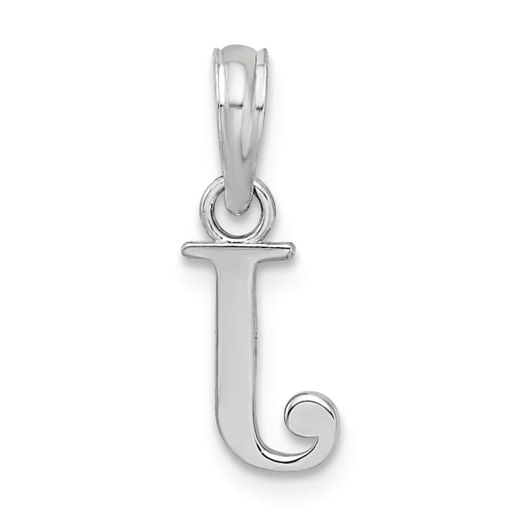 Sterling Silver Polished Block Initial -J- Pendant