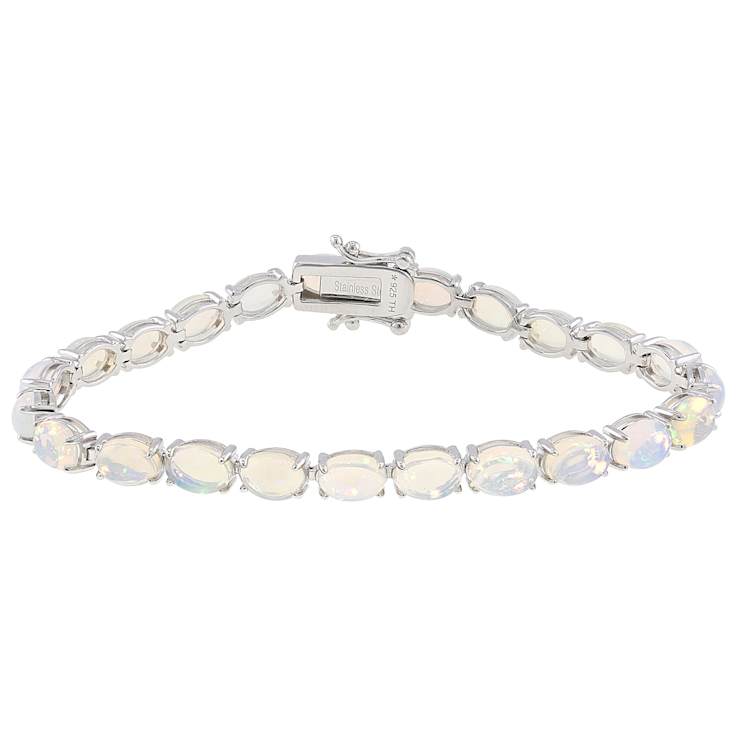 Ethiopian Opal Tennis Bracelet In Sterling Silver