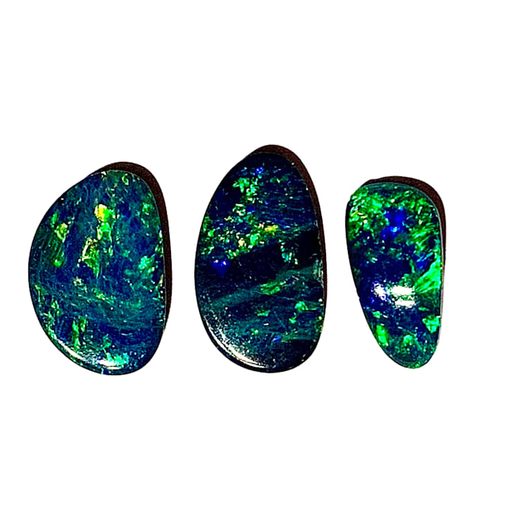 Opal on Ironstone Free-Form Doublet Set of 3 4.00ctw